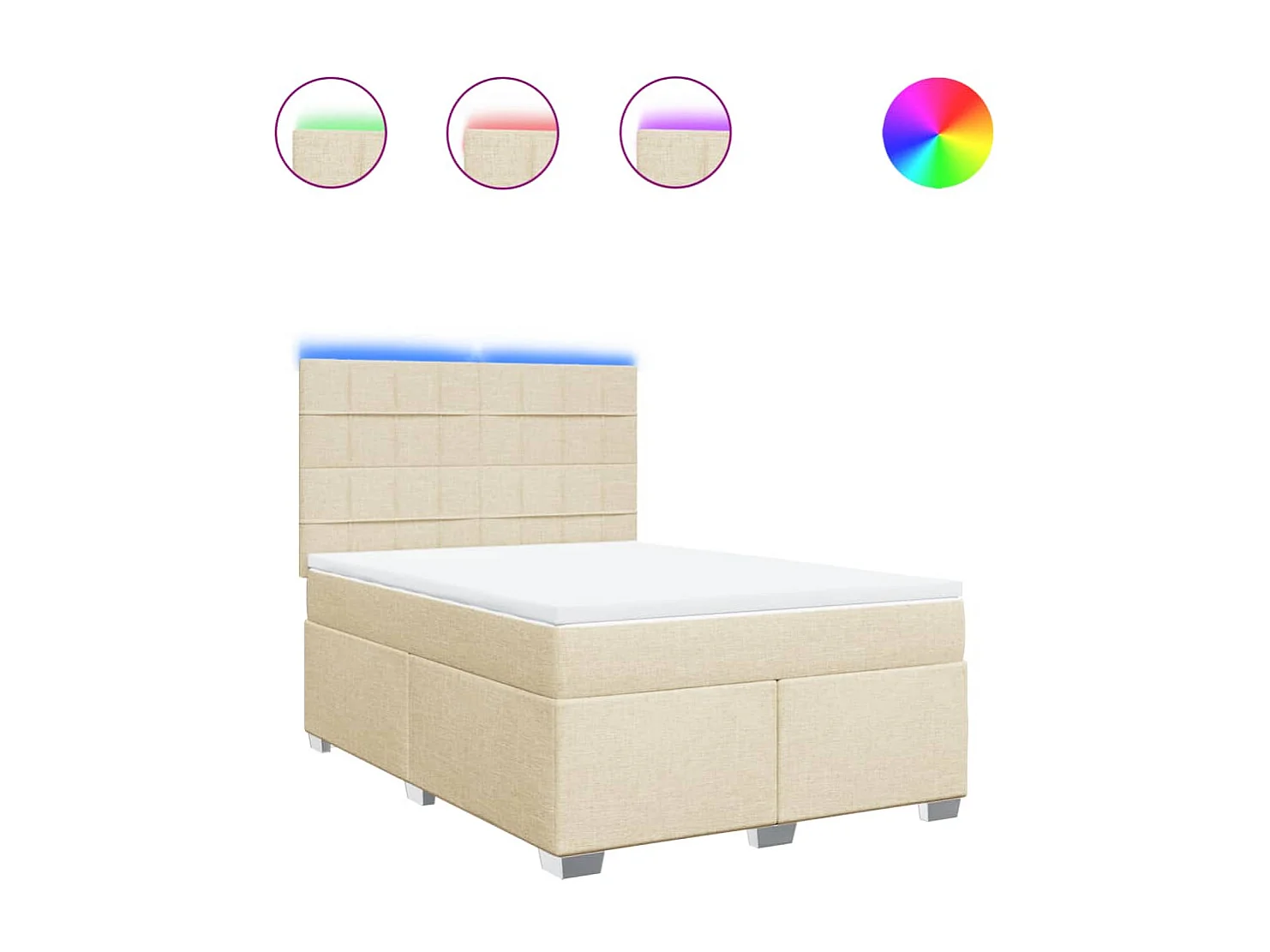 Boxspring met matras stof crèmekleurig 160x200 cm