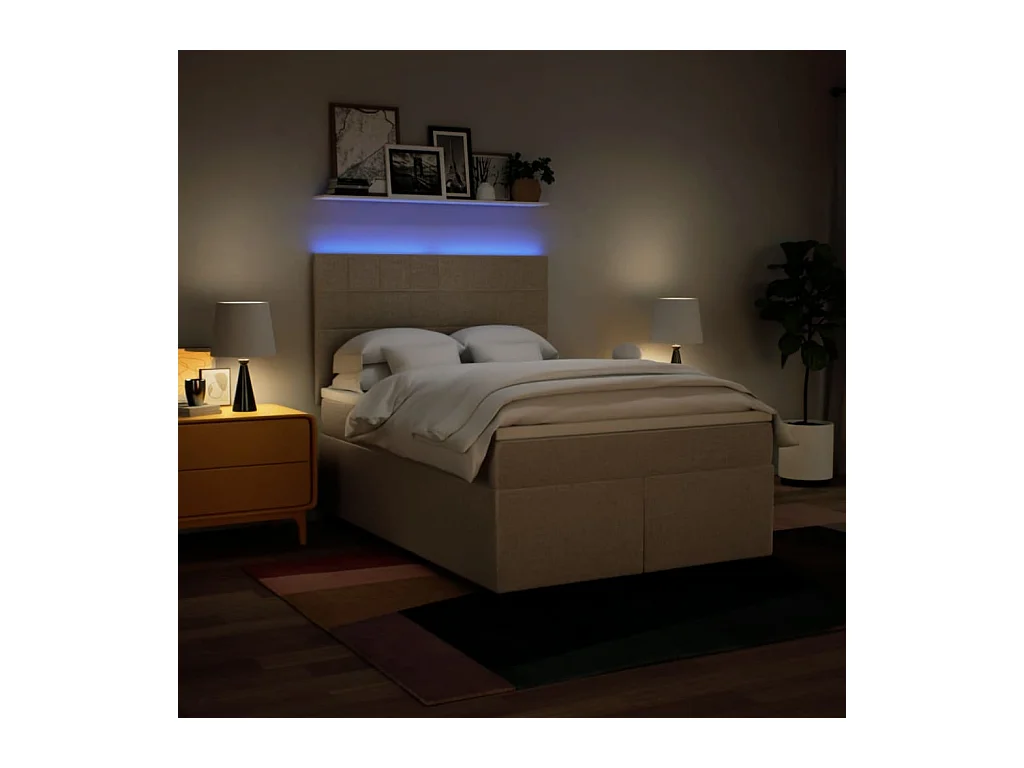 Boxspring met matras stof crèmekleurig 160x200 cm