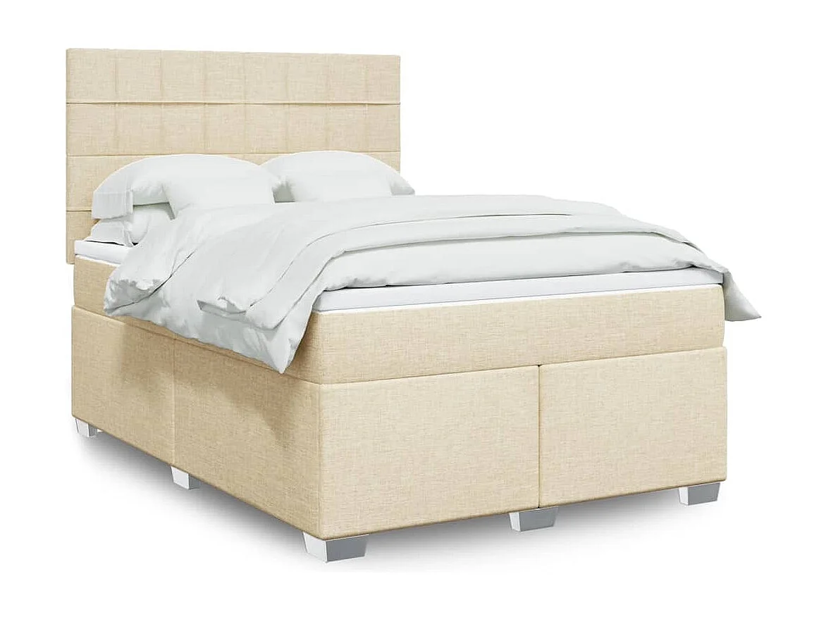 Boxspringbett mit Matratze Creme 160x200 cm Stoff