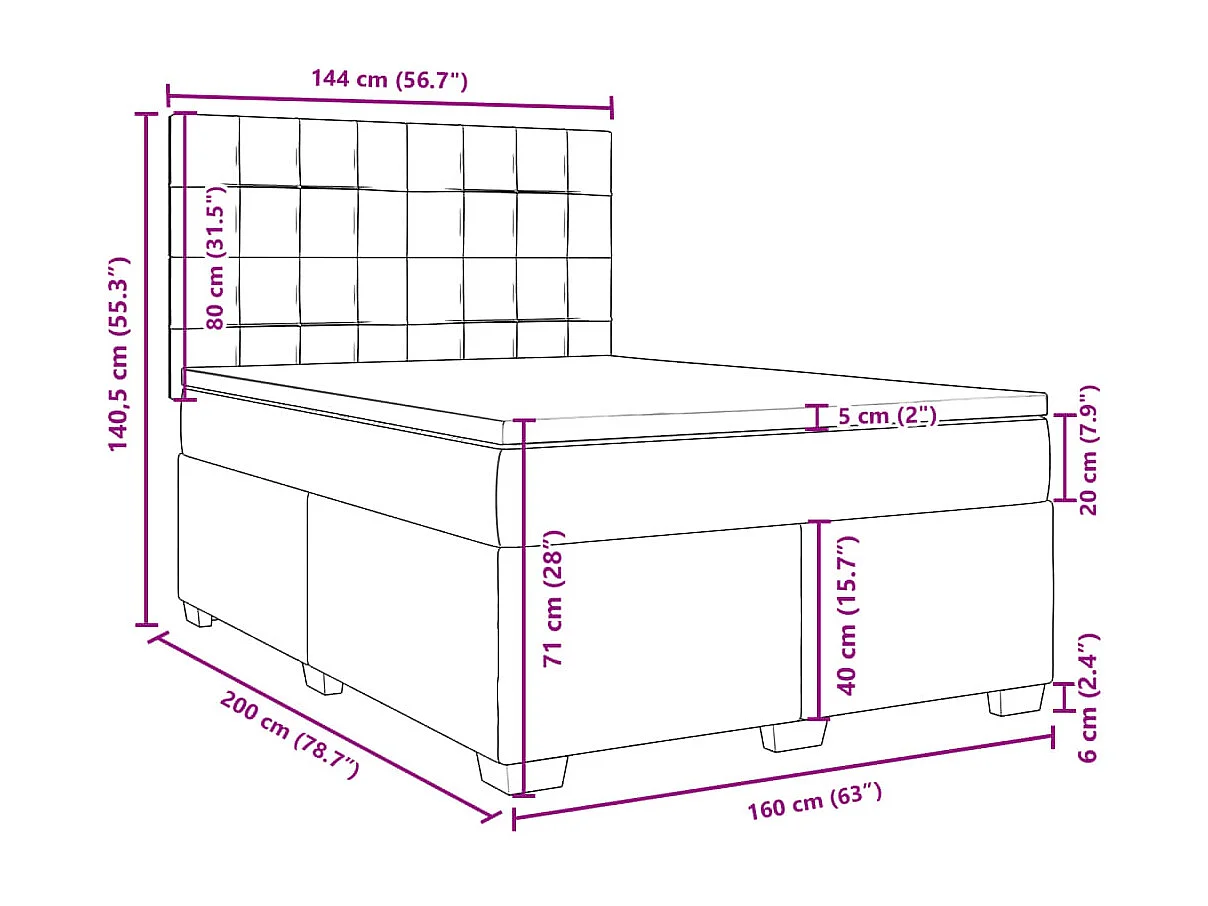 Boxspringbett mit Matratze Creme 160x200 cm Stoff