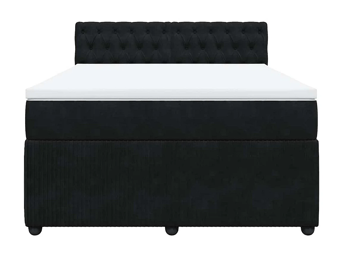 Sommier à lattes de lit et matelas Noir 160x200 cm Velours