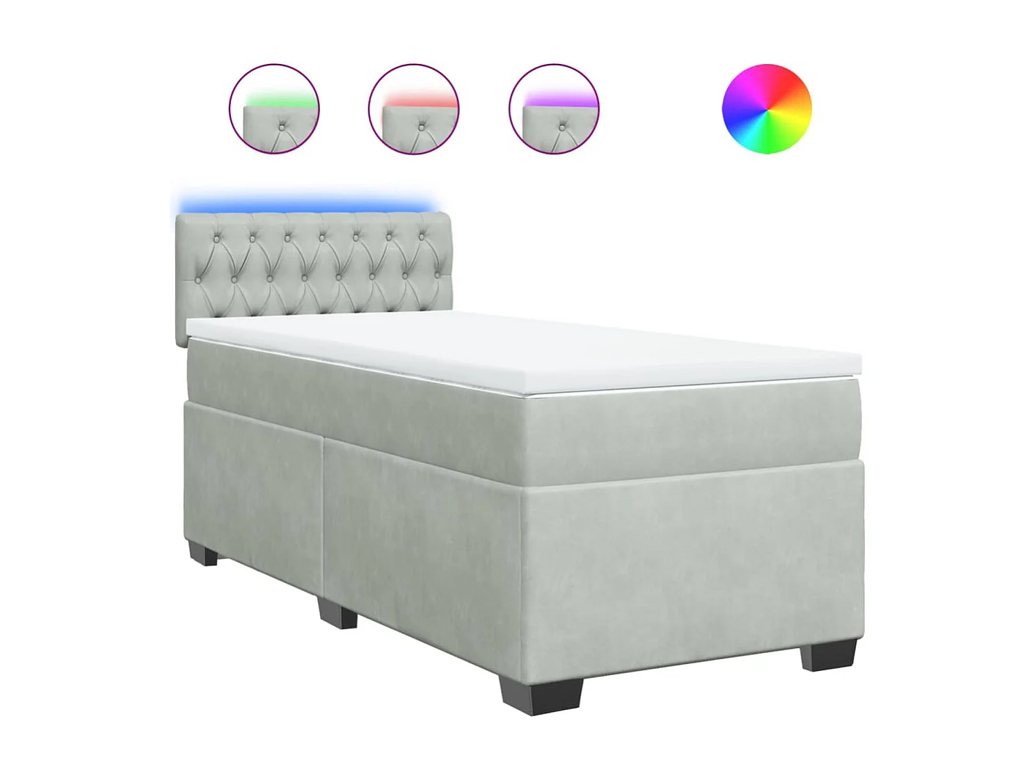Boxspringbett mit Matratze Hellgrau 90x190 cm Samt