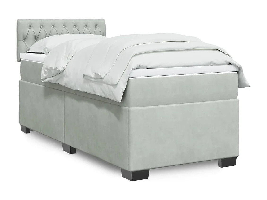 Boxspringbett mit Matratze Hellgrau 90x190 cm Samt
