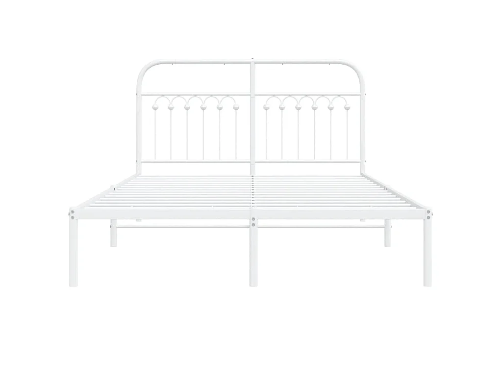 Bedframe met hoofdbord metaal wit 140x190 cm