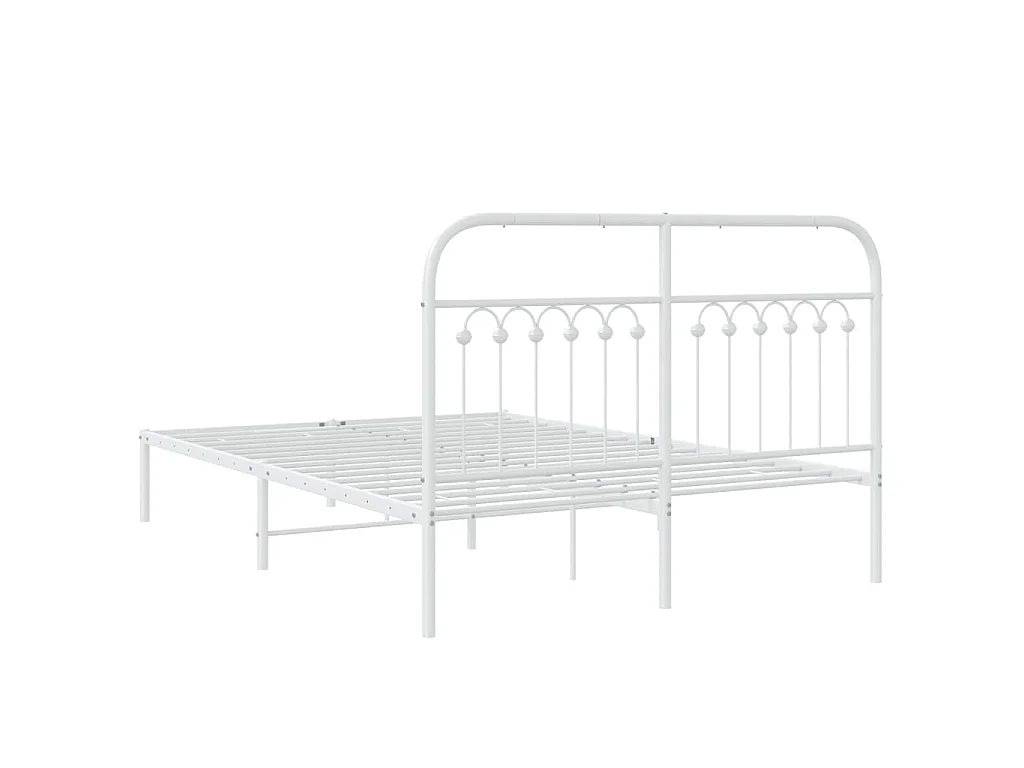 Bedframe met hoofdbord metaal wit 140x190 cm