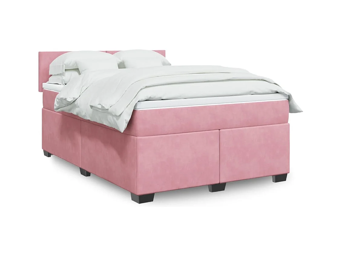 Boxspring met matras fluweel roze 140x190 cm
