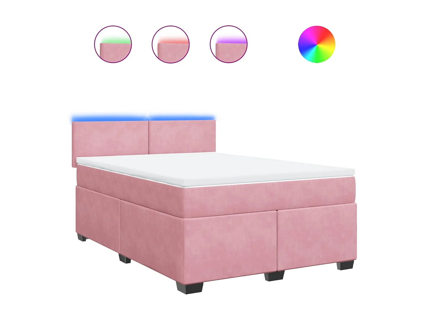 Cama box spring con colchón terciopelo rosa 140x190 cm