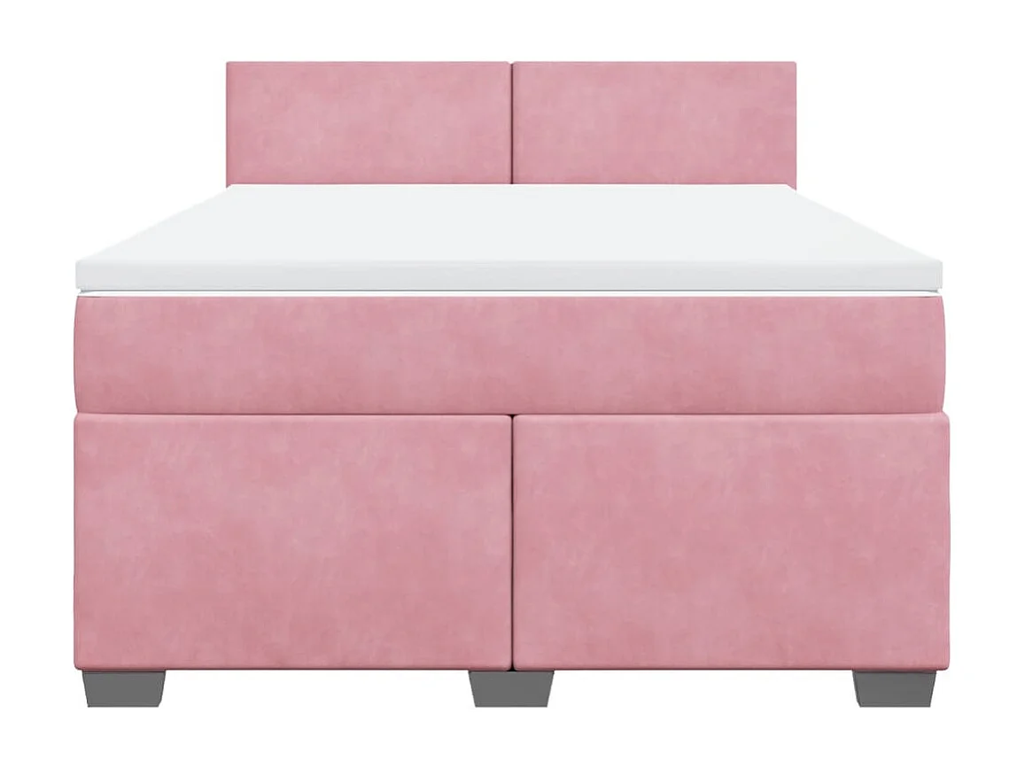 Cama box spring con colchón terciopelo rosa 140x190 cm