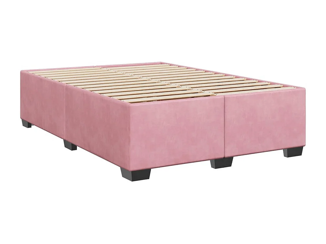 Cama box spring con colchón terciopelo rosa 140x190 cm