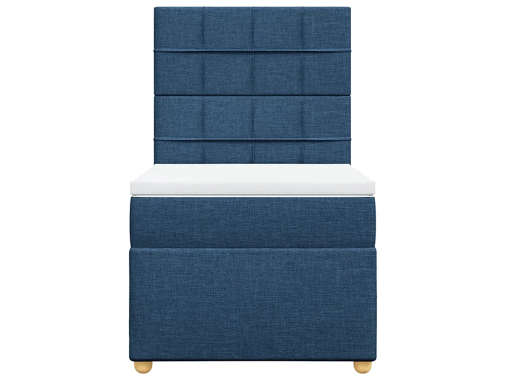 Cama box spring con colchón tela azul 100x200 cm