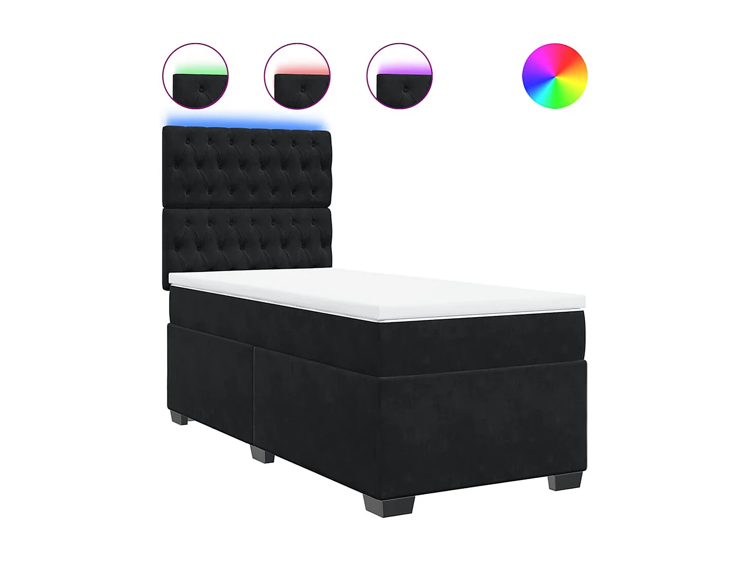 Sommier à lattes de lit avec matelas Noir 100x200 cm Velours