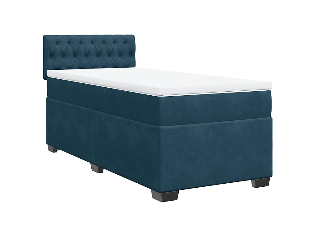 Boxspring met matras fluweel donkerblauw 90x190 cm