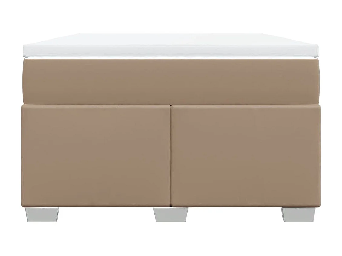Cama boxspring c/ colchão 120x190cm couro artificial cappuccino