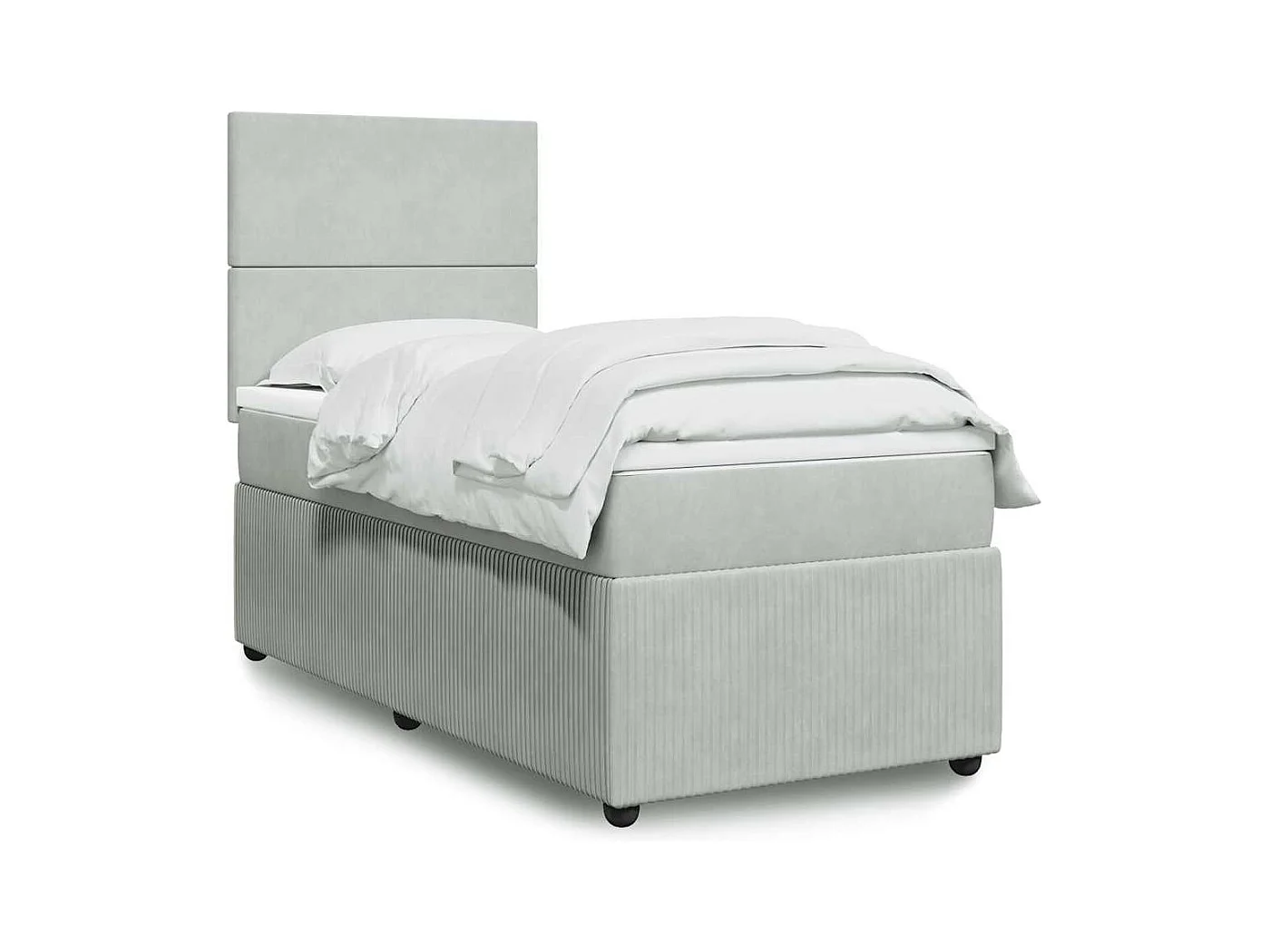 Sommier à lattes de lit et matelas Gris clair 100x200cm Velours