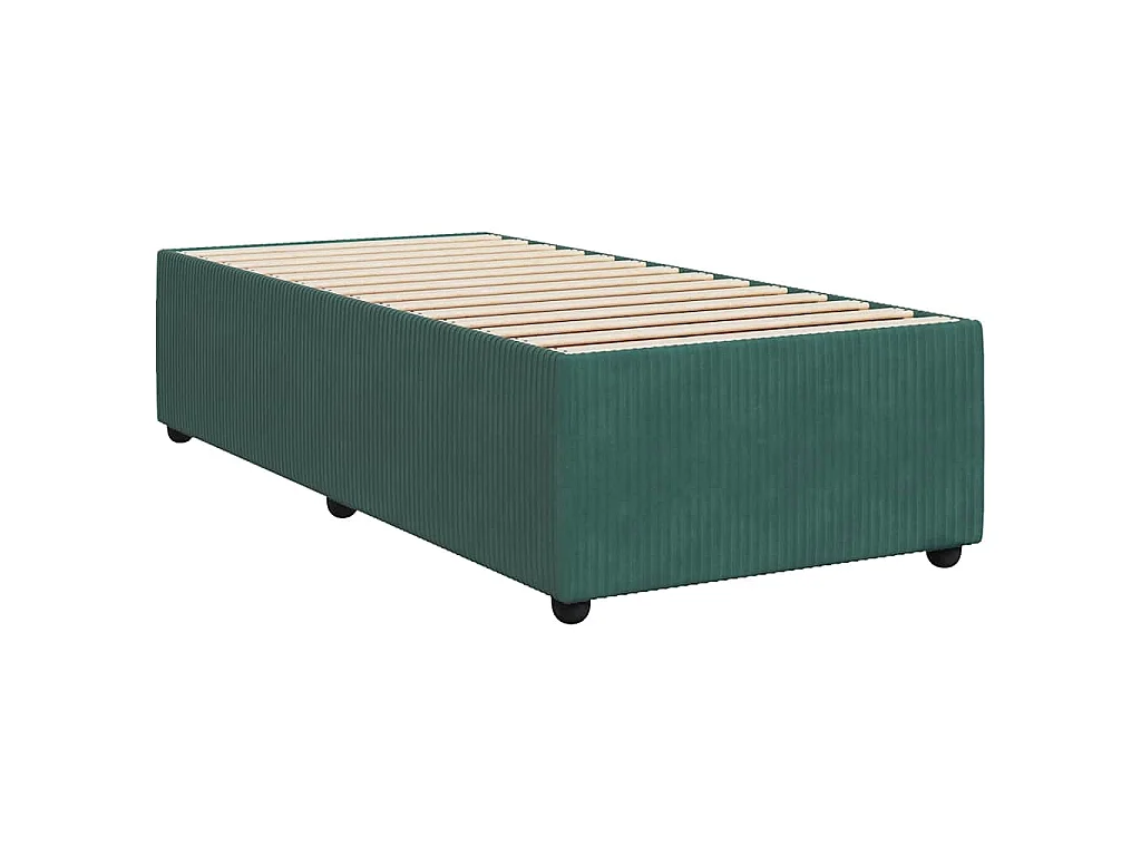 Cama box spring con colchón terciopelo verde oscuro 100x200 cm