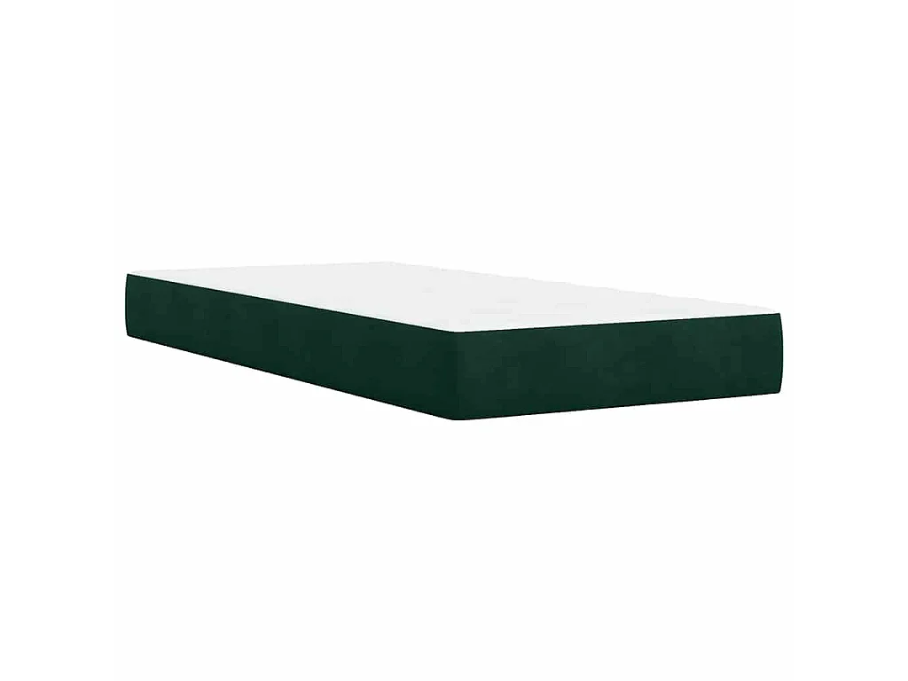 Cama box spring con colchón terciopelo verde oscuro 100x200 cm