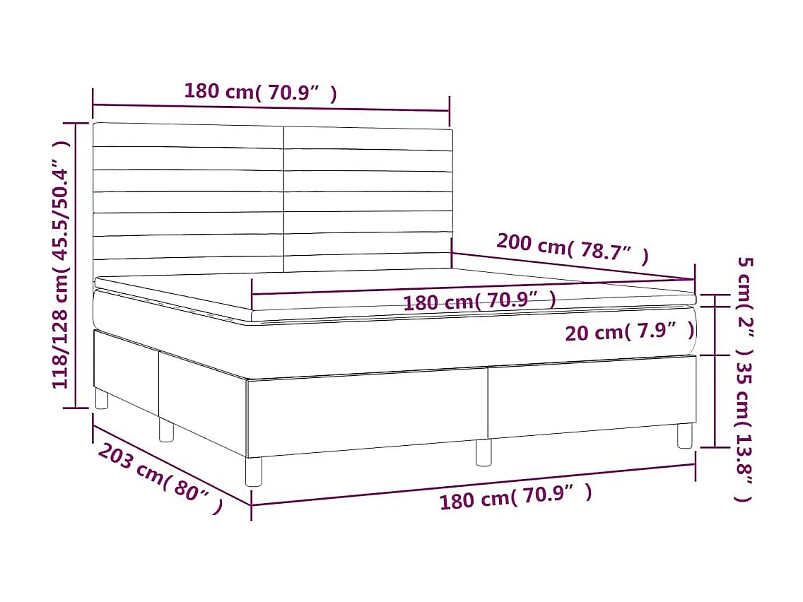 Sommier à lattes de lit avec matelas LED Vert foncé 180x200 cm