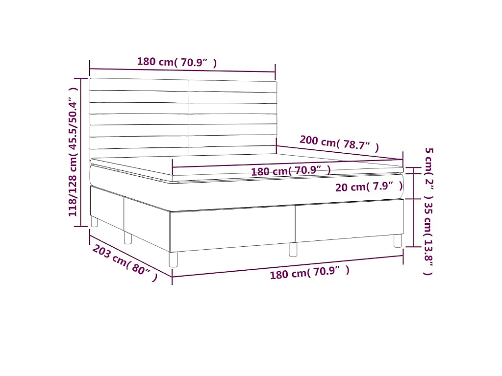 Boxspring met matras en LED fluweel donkergroen 180x200 cm