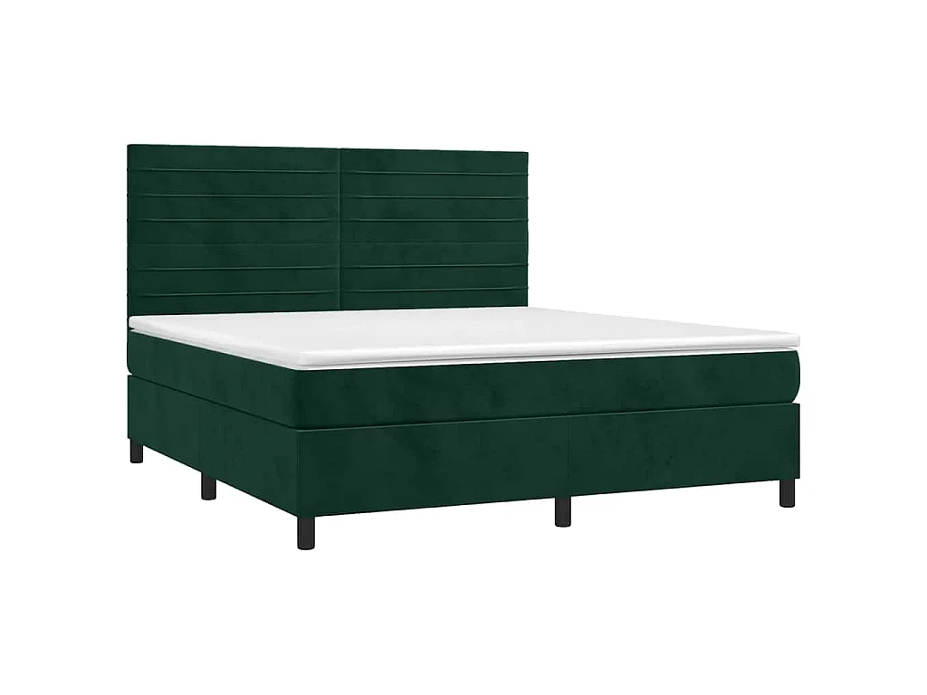 Sommier à lattes de lit avec matelas LED Vert foncé 180x200 cm