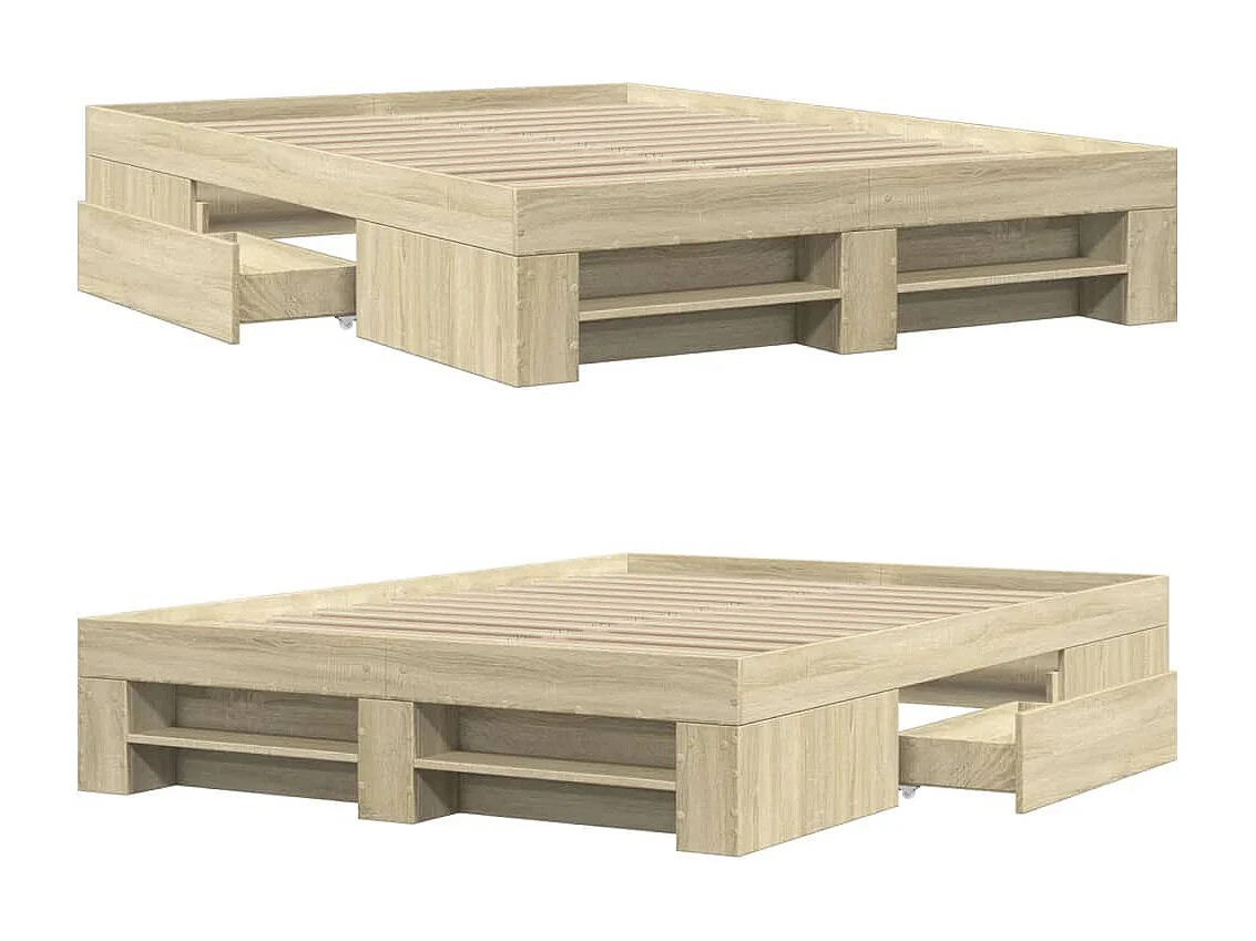 Cadre de lit sans matelas chêne sonoma 120x200 cm
