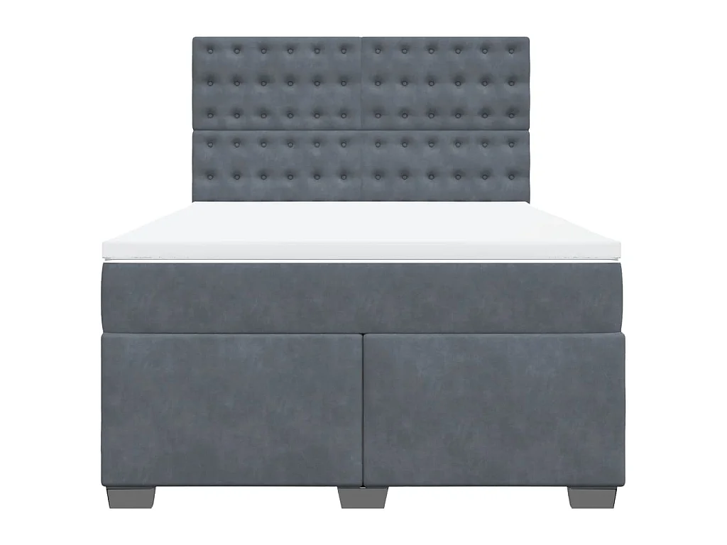 Sommier à lattes de lit et matelas Gris foncé 140x190cm Velours