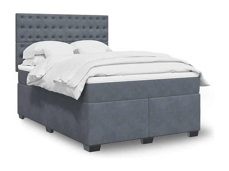 Boxspring met matras fluweel donkergrijs 140x190 cm