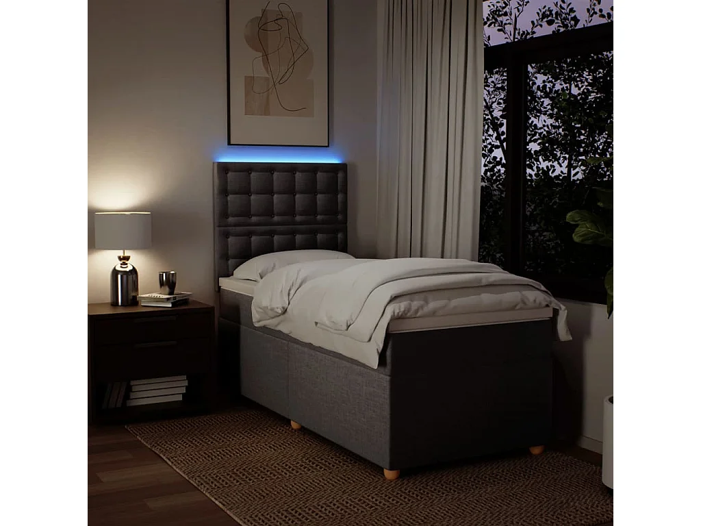 Boxspring met matras stof taupe 90x190 cm