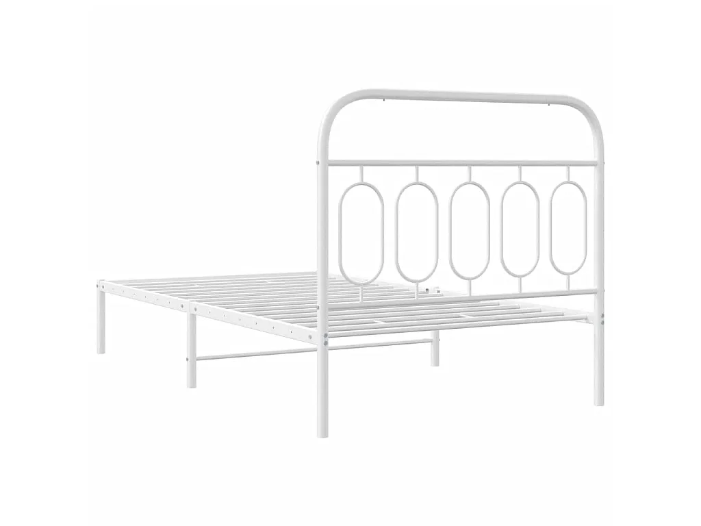 Giroletto con Testiera Metallo Bianco 100x190 cm