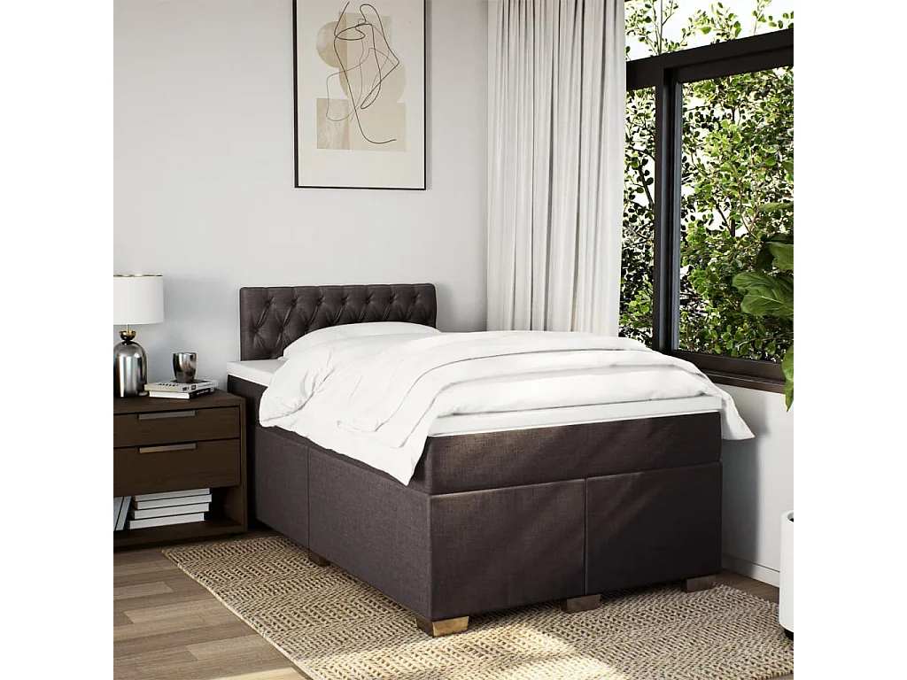 Cama com molas/colchão 120x200 cm tecido castanho-escuro