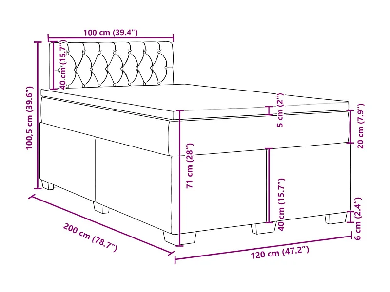 Boxspringbett mit Matratze Dunkelbraun 120x200 cm Stoff