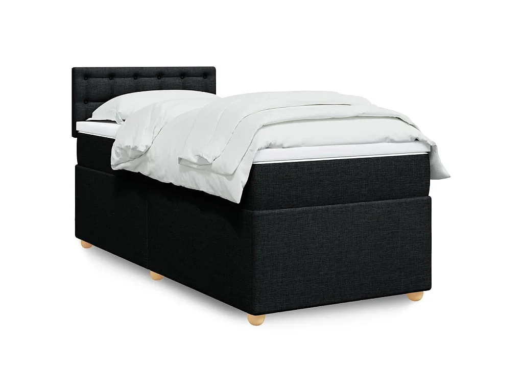 Giroletto a Molle con Materasso Nero 90x190 cm in Tessuto