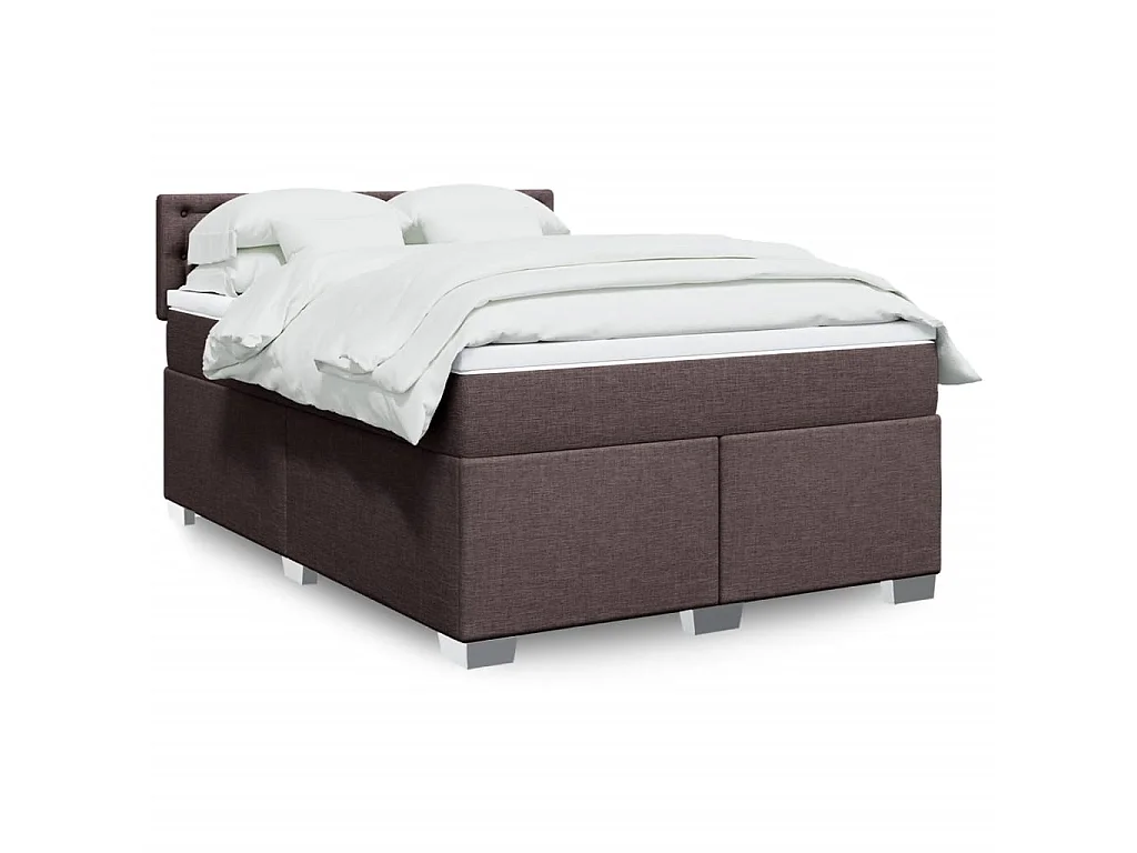 Giroletto a Molle con Materasso Marrone Scuro 160x200cm Tessuto