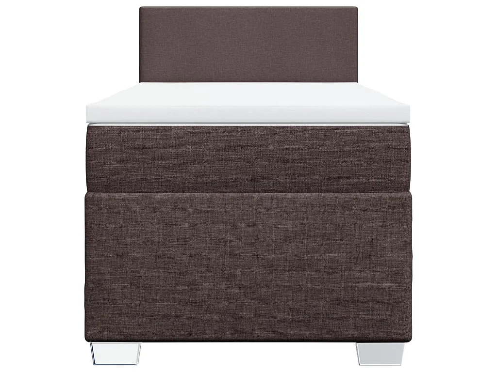 Cama box spring con colchón tela marrón oscuro 100x200 cm