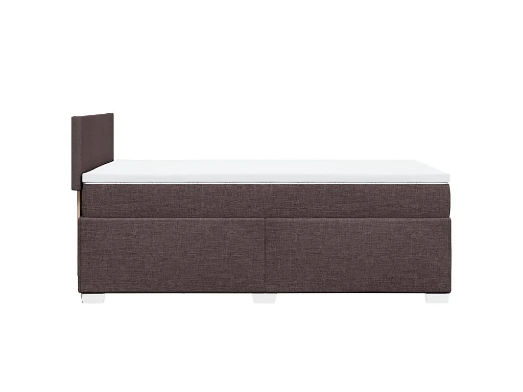 Cama box spring con colchón tela marrón oscuro 100x200 cm