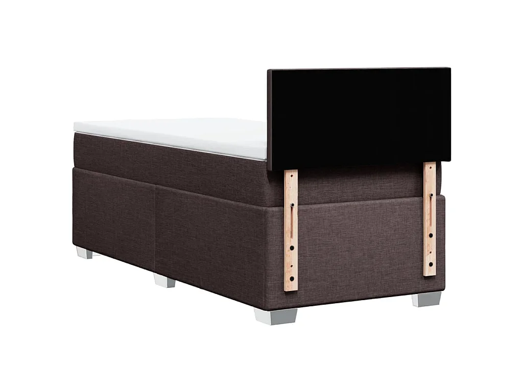 Cama box spring con colchón tela marrón oscuro 100x200 cm