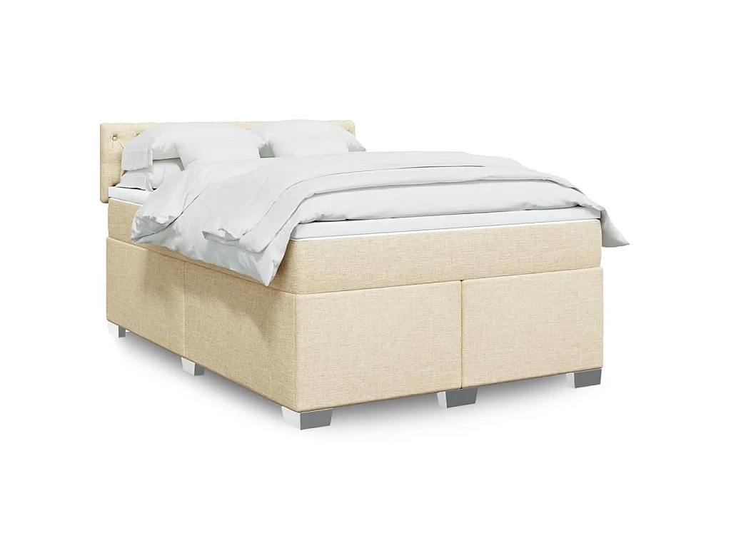 Boxspringbett mit Matratze Creme 140x200 cm Stoff
