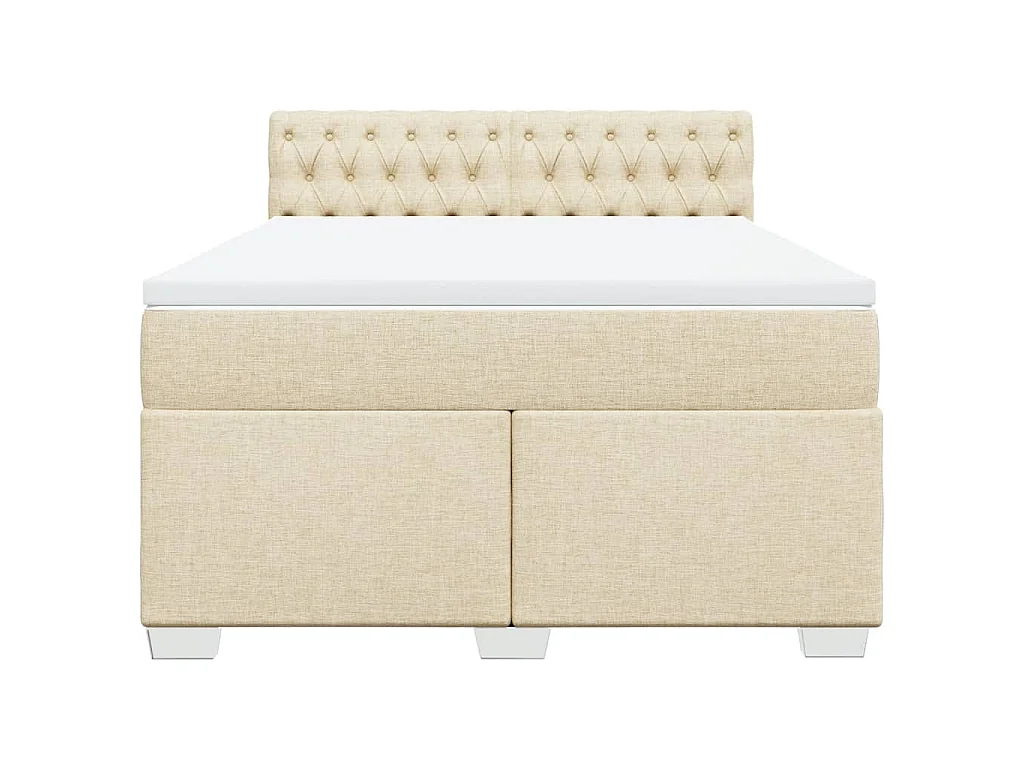 Boxspringbett mit Matratze Creme 140x200 cm Stoff