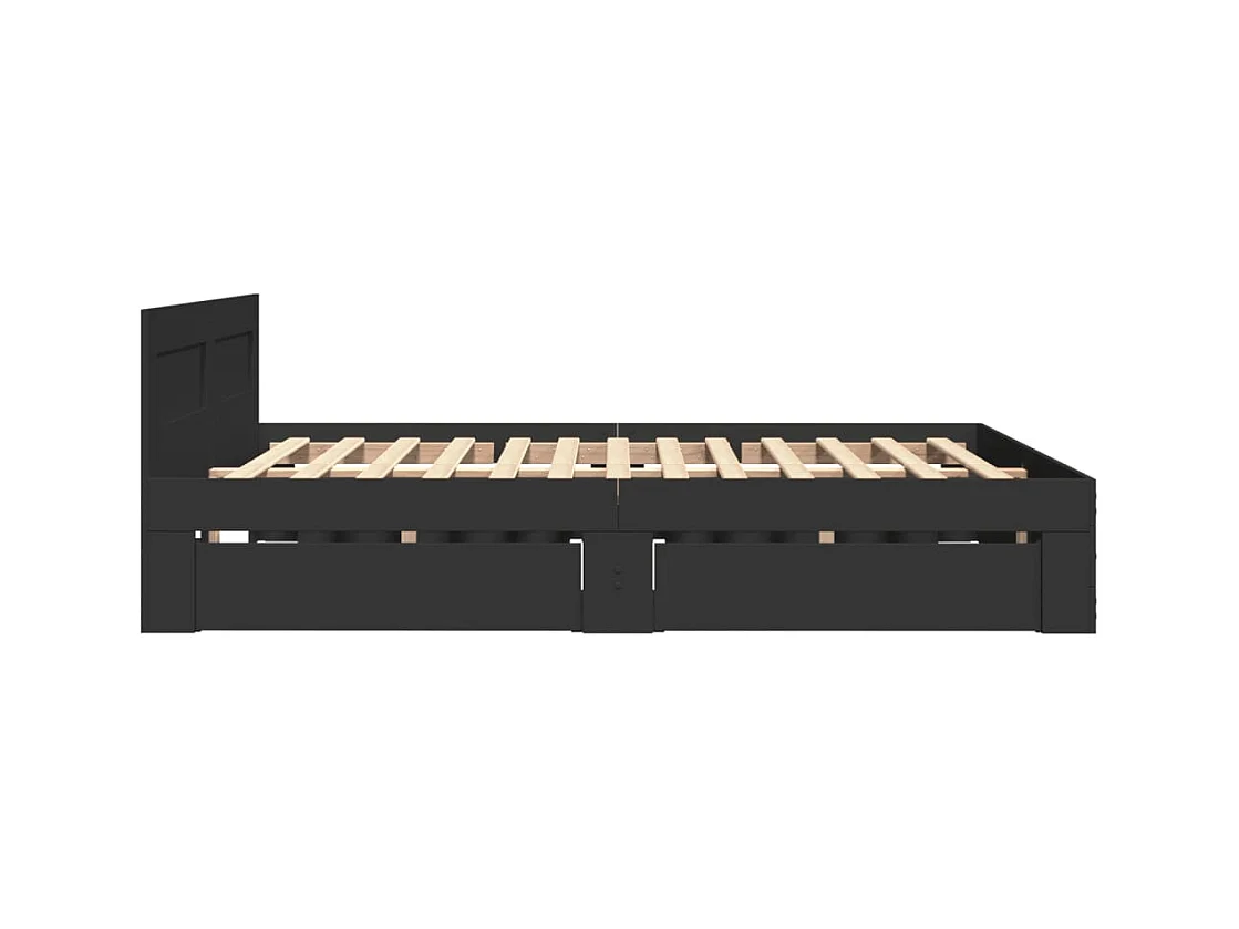 Cadre de lit avec tête de lit sans matelas noir 140x200 cm