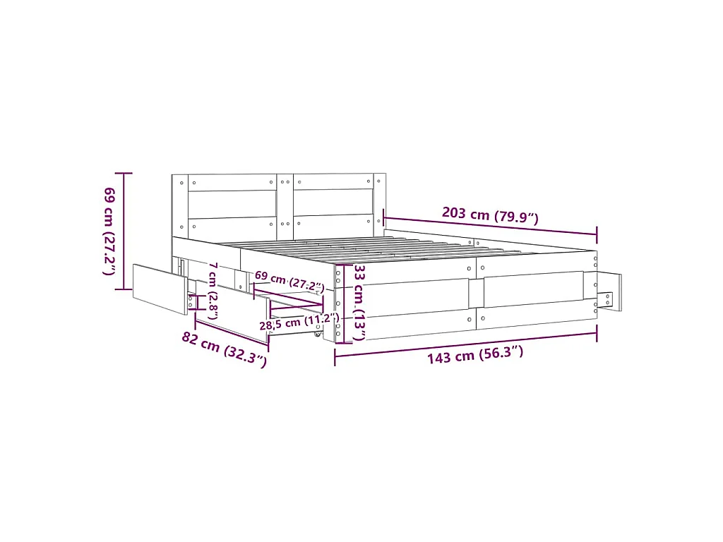 Cadre de lit avec tête de lit sans matelas noir 140x200 cm