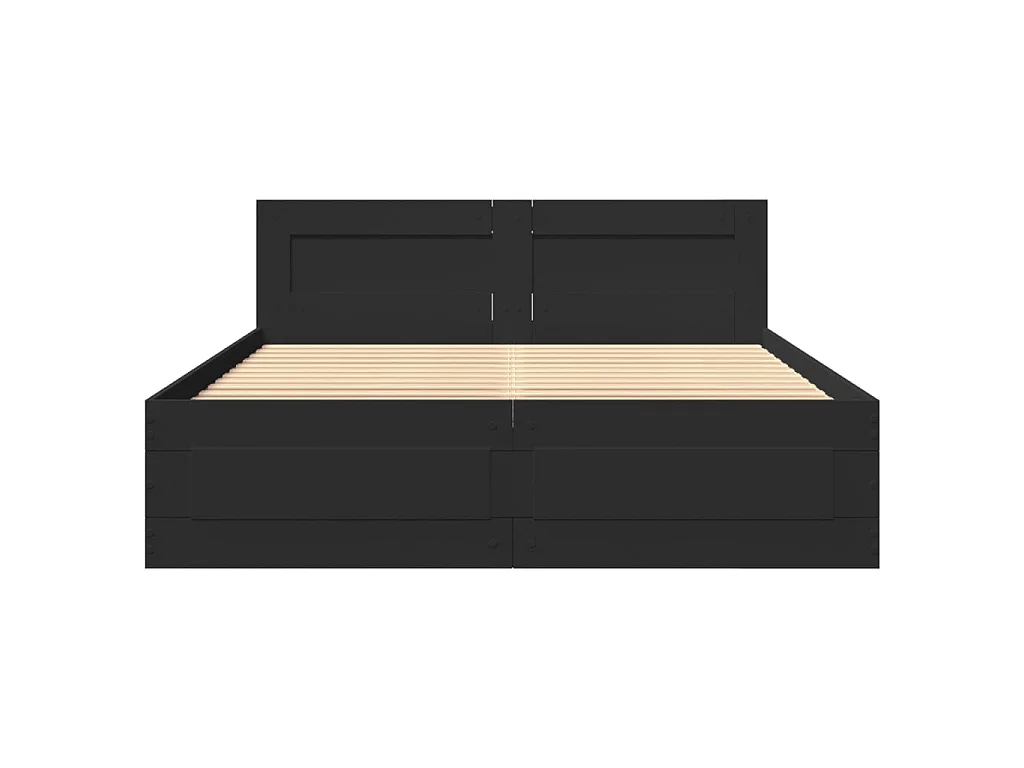 Cadre de lit avec tête de lit sans matelas noir 140x200 cm
