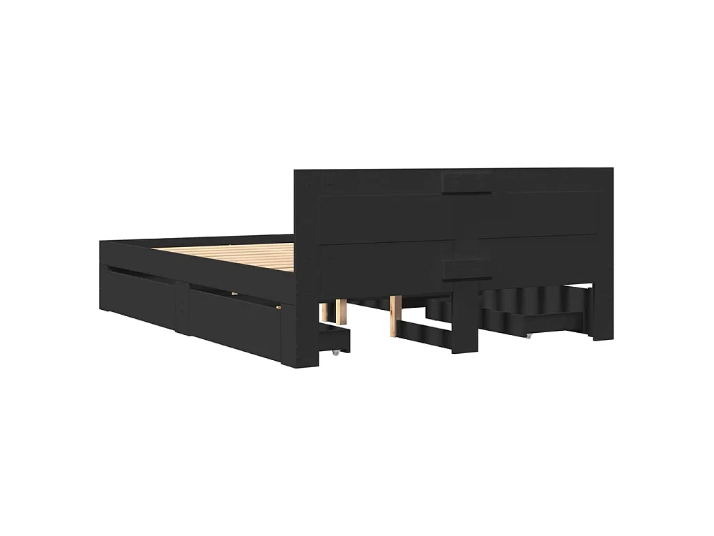 Cadre de lit avec tête de lit sans matelas noir 140x200 cm