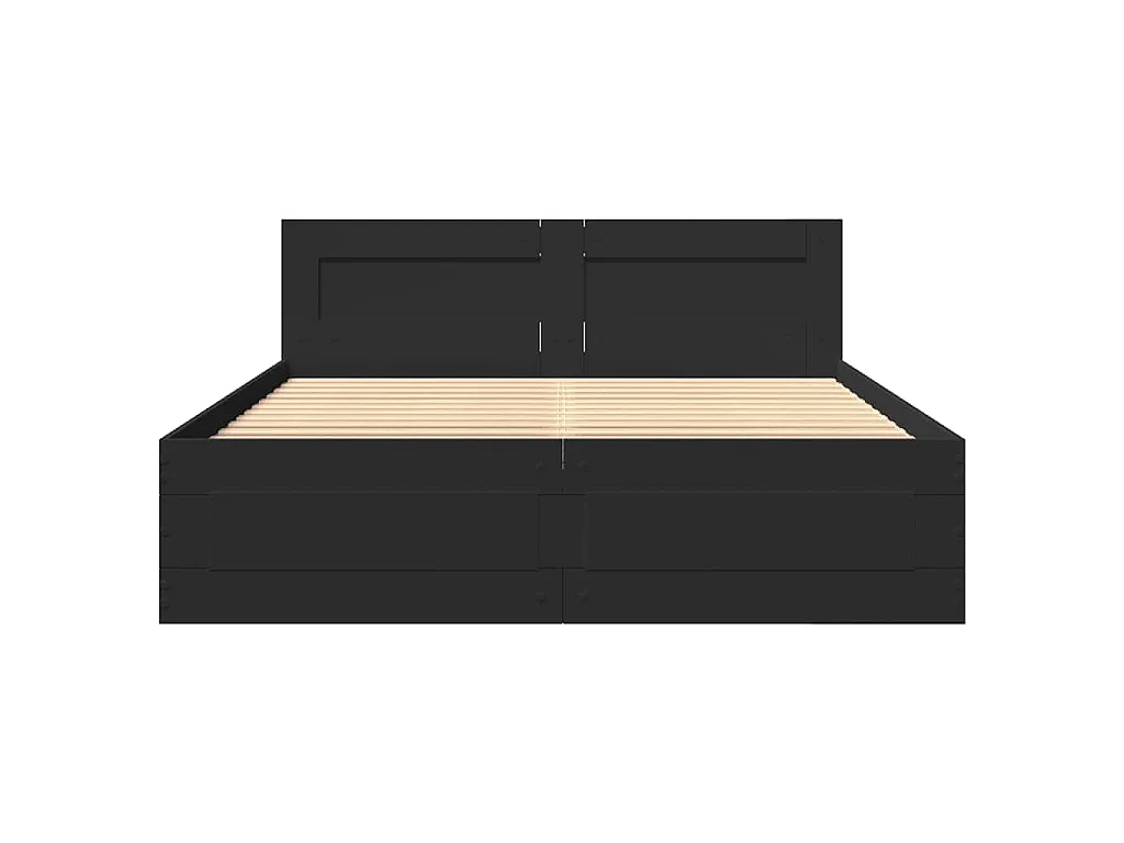 Cadre de lit avec tête de lit sans matelas noir 140x200 cm