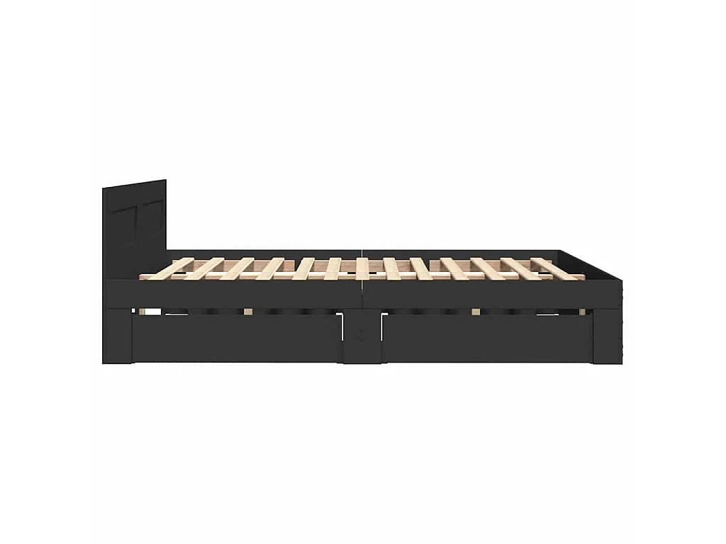 Cadre de lit avec tête de lit sans matelas noir 140x200 cm