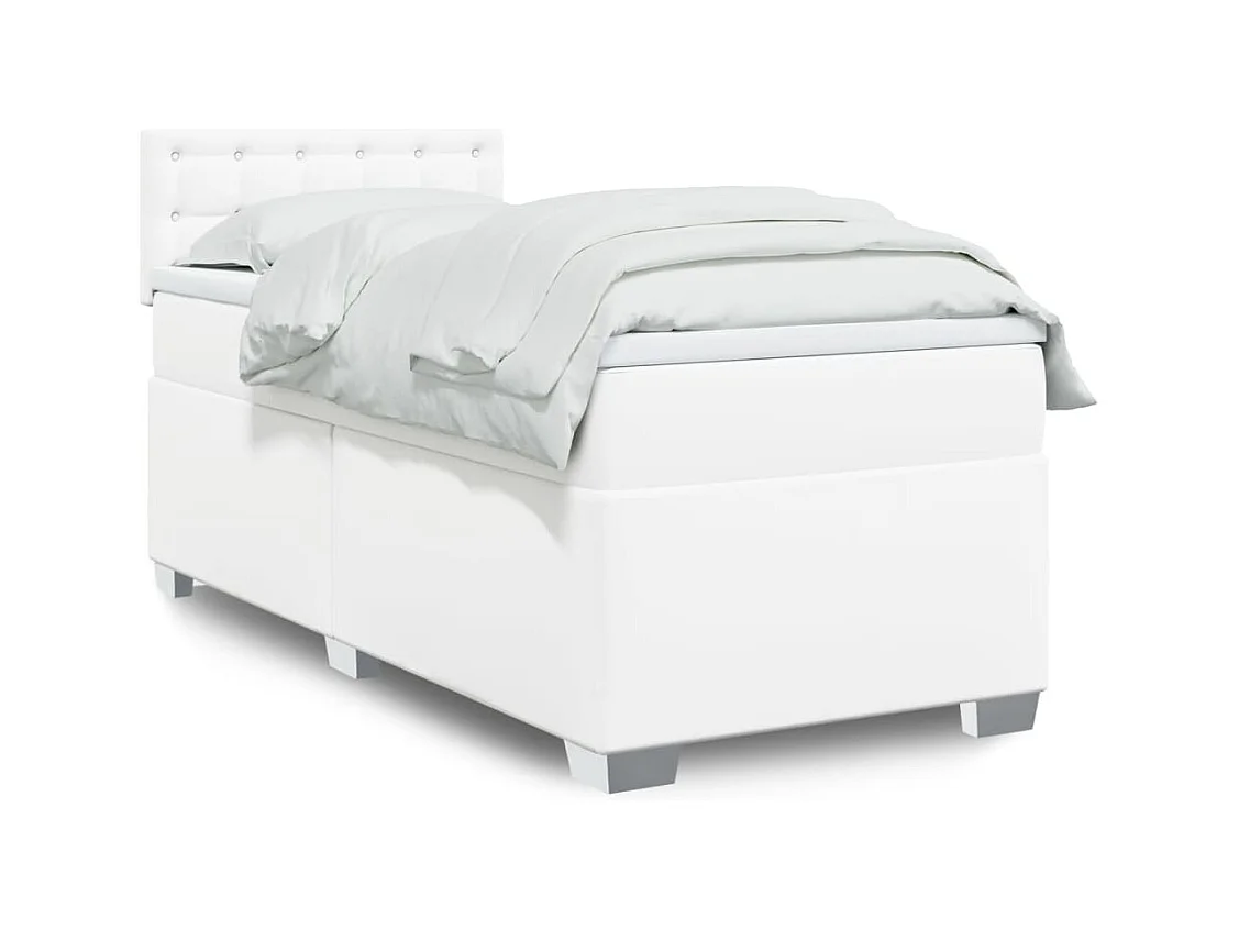 Boxspring met matras kunstleer wit 100x200 cm