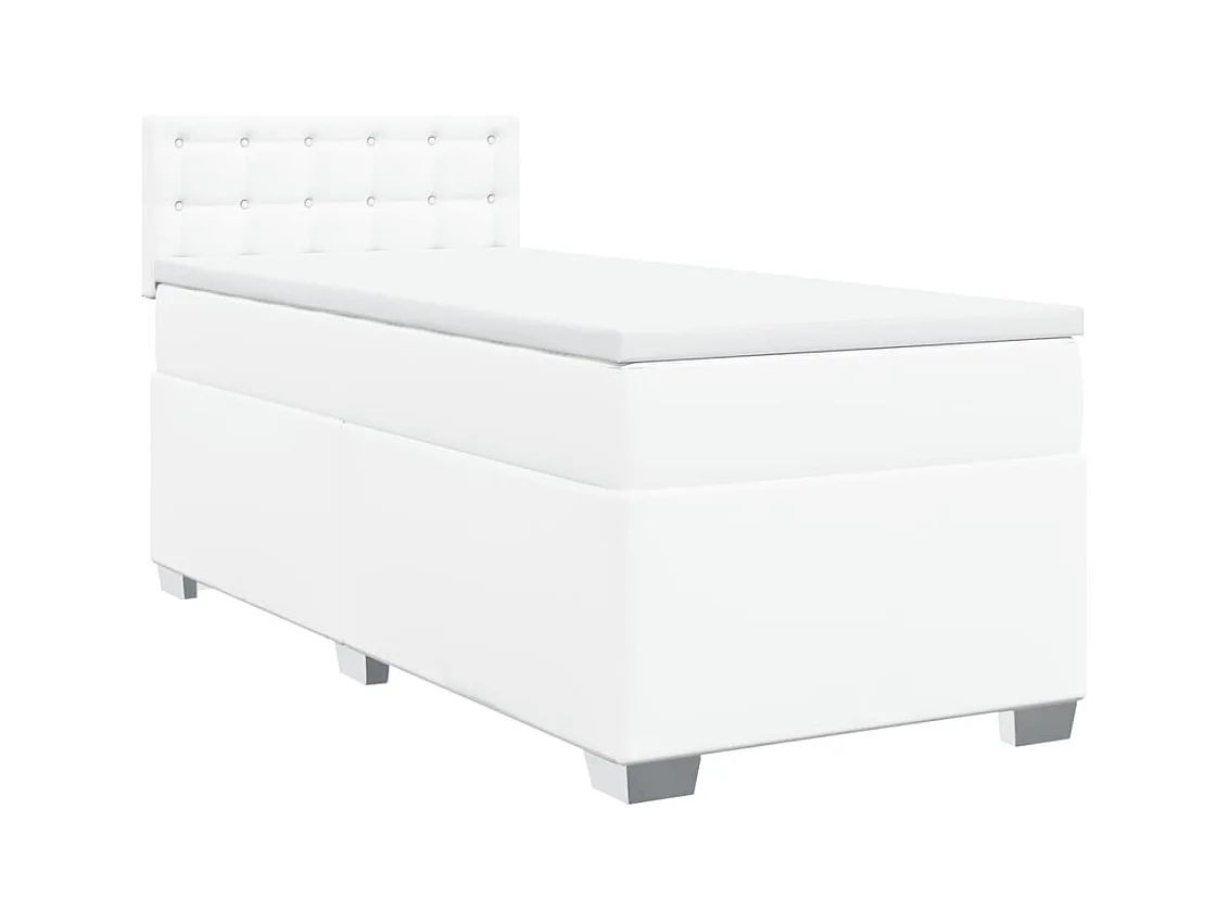 Sommier à lattes de lit avec matelas Blanc 100x200cm Similicuir
