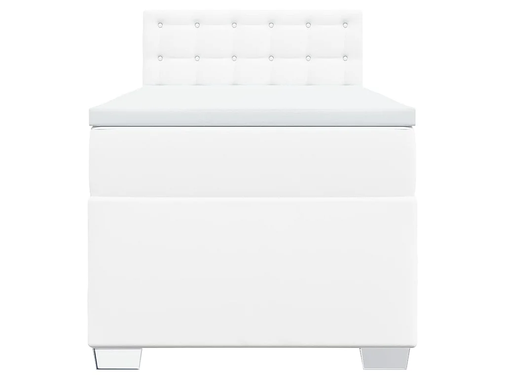 Cama box spring con colchón cuero sintético blanco 100x200 cm