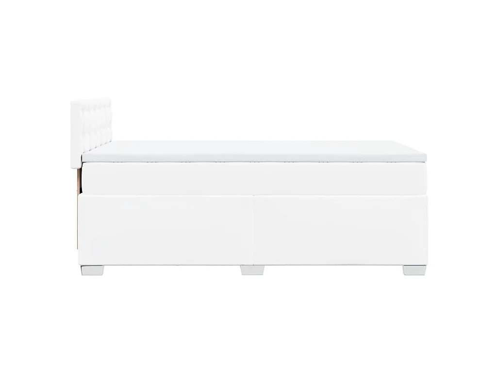 Cama box spring con colchón cuero sintético blanco 100x200 cm