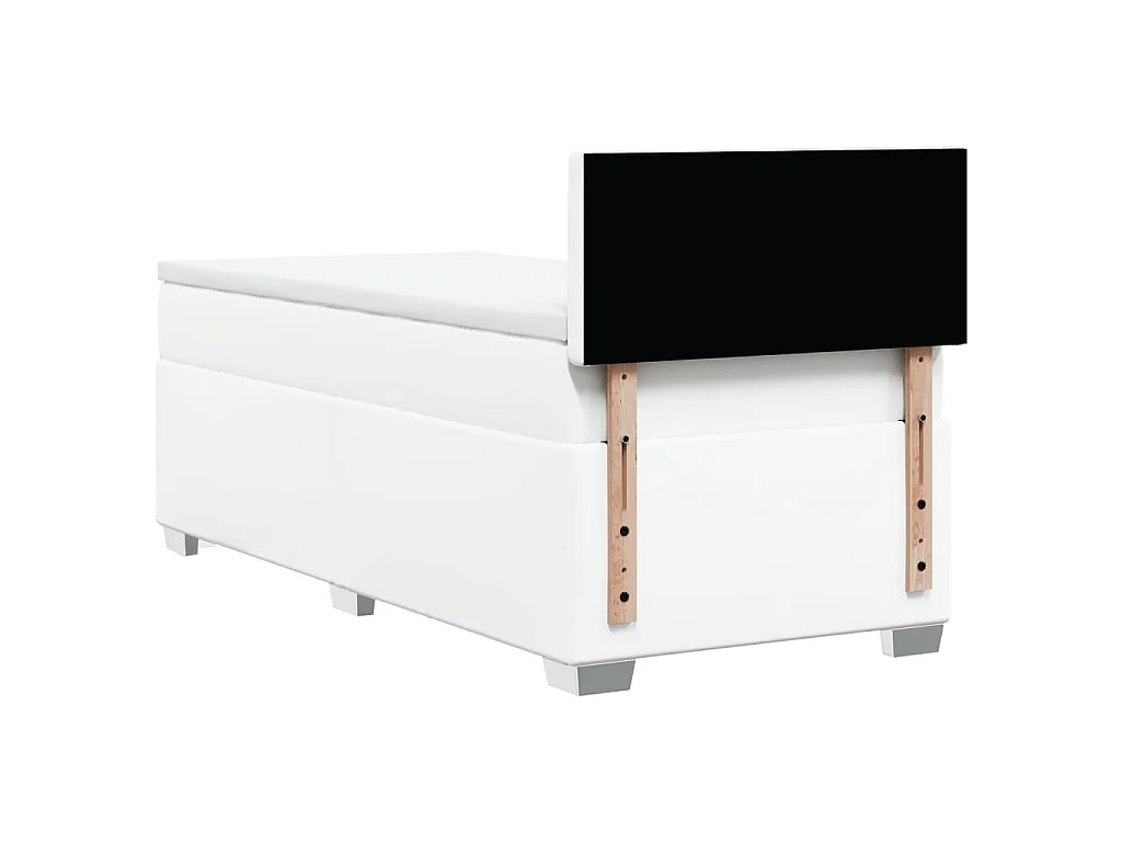 Cama box spring con colchón cuero sintético blanco 100x200 cm