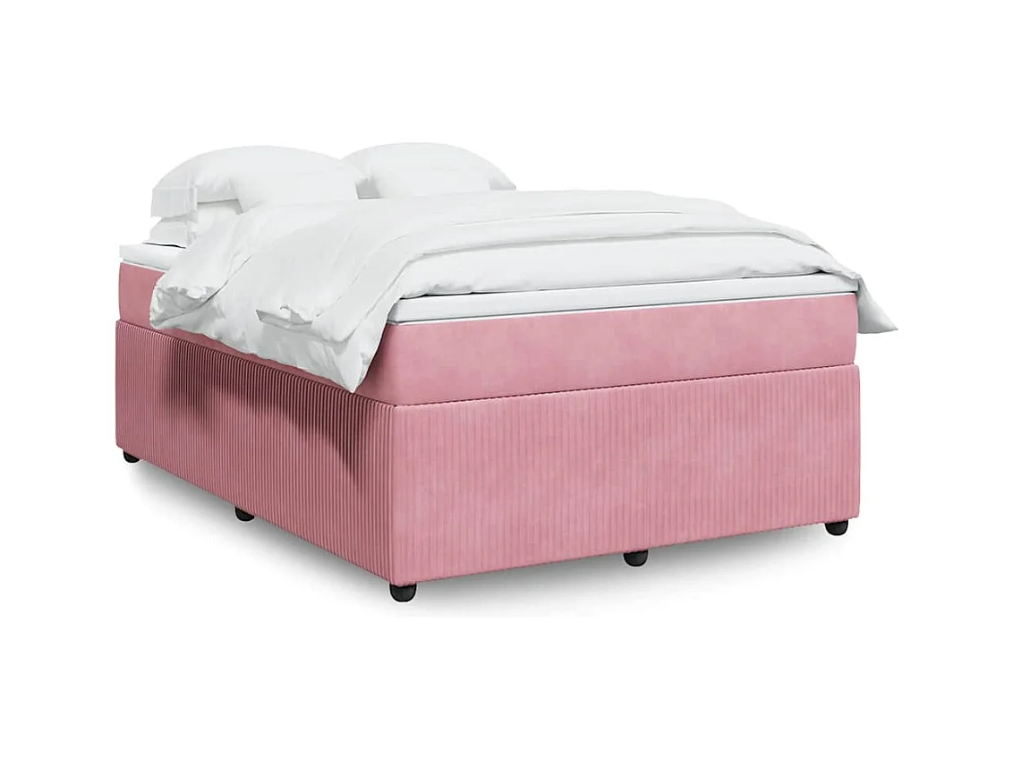 Boxspringbett mit Matratze Rosa 160x200 cm Samt