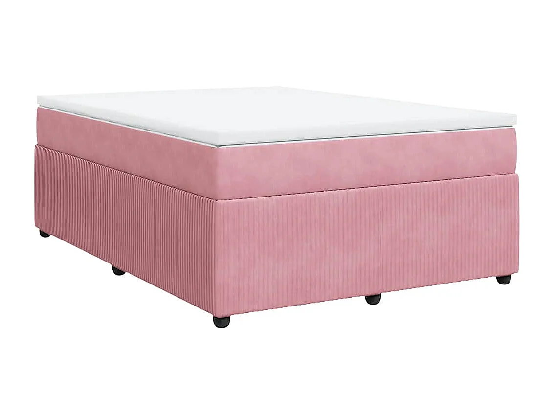 Boxspring met matras fluweel roze 160x200 cm